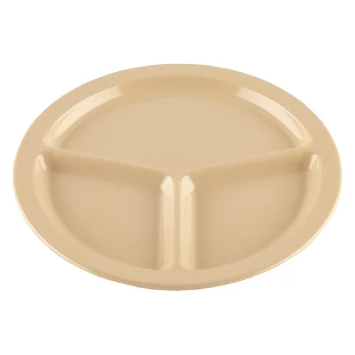 Vista 15 de G.E.T. CP-530-T Tan 9" 3-Compartment Plate, Break Resistant Dishwasher Safe Melamine Plastic, Supermel Collection (Pack of 12)