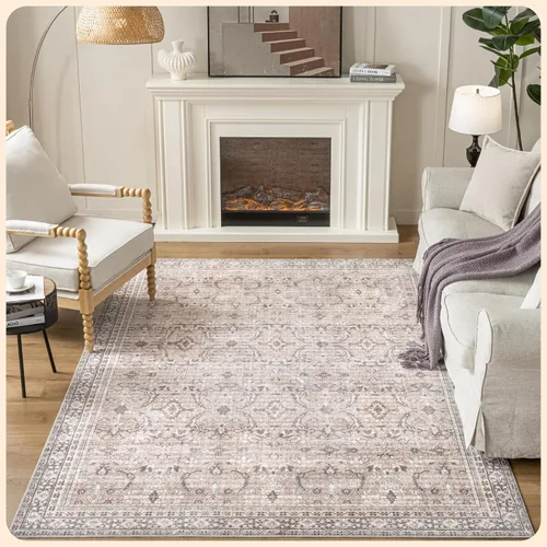 Vista 238 de Istana Alfombra larga antideslizante de 2.5 x 8 para el hogar, para pasillo y cocina, lavable, sedosa y suave al tacto, elegante, color azul y marfil