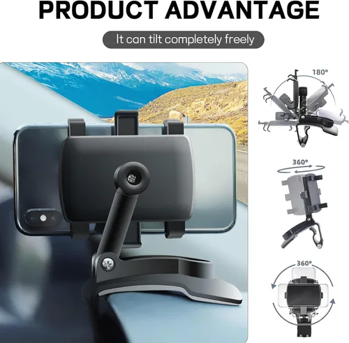Vista 5 de Soporte Universal para Teléfono de Coche para Salpicadero, Soporte Multifuncional para Teléfono Móvil de Tablero de Coche, Soporte de Espejo