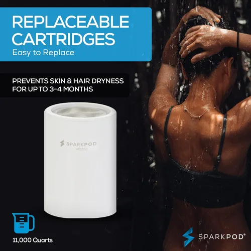 Vista 7 de SparkPod Cabezal de ducha filtrado con 8 ajustes de pulverización, filtro de agua adecuado para personas con cabello, piel y cuero cabelludo secos