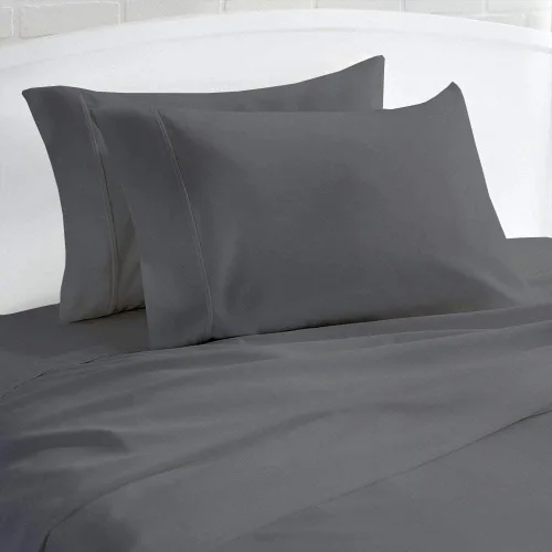 Vista 17 de Juego de 2 fundas de almohada de 1000 hilos 100% algodón egipcio, 100% algodón de fibra larga, transpirable, suave tejido satinado, fundas de Gris