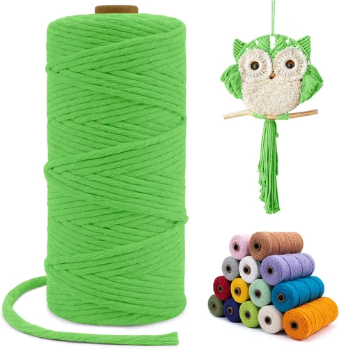Vista 95 de Cuerda de macramé de una sola hebra de 0.197 in x 110 yardas, cuerda de macramé de algodón natural de 0.197 in, cuerda de algodón grueso para colgar