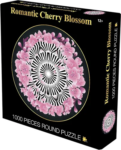 Vista 6 de Lavievert Juego de rompecabezas redondo de 1000 piezas para adultos - Romántico cerezo en flor Fun & Challenging Puzzle for Adults and Teens