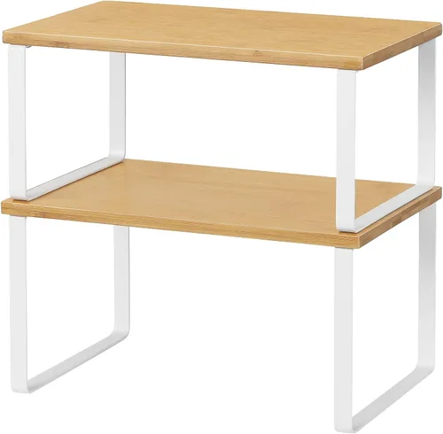 Vista 8 de NEX Organizador de gabinete de cocina y estante de mostrador, apilable y expandible, negro y natural
