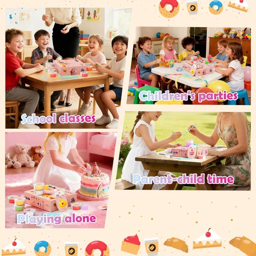 Vista 7 de Kit de plastilina de secado al aire con temática de pastel para niños - 12 cajas de arcilla mágica ultra ligera, arcilla suave para modelar DIY