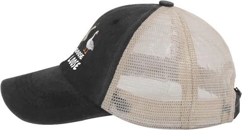Vista 3 de Sombrero de ganso divertido sombrero de ganso tonto en el sombrero de camionero suelto mujeres gorra de malla vintage para verano
