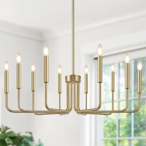 Vista 18 de Lynnoland - Candelabros de 6 luces de granja para comedor, accesorios de iluminación colgantes, lámparas industriales modernas para dormitorio Negro