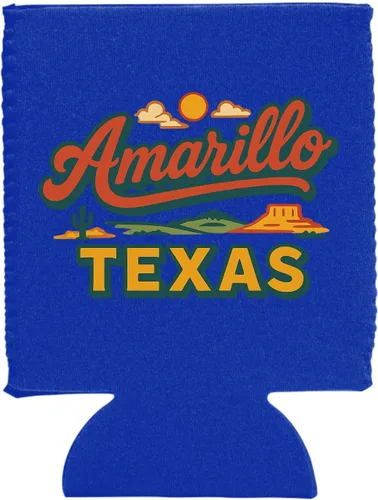 Vista 6 de Amarillo Texas Typographic Design Souvenir Neoprene Can Hugger Black