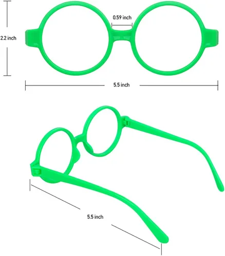 Vista 3 de Kids Round Green Glasses No Lens with Dress Up Purse Bag Blue Pom Clip On Earrings Girls Costume Accessories