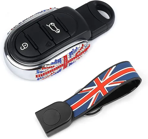 Vista 12 de Union Jack Design - Carcasa para llave a distancia para Mini Cooper KeyCase F54 F55 F56 F60 2014-2023 cuadriculado