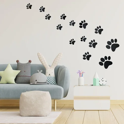 Vista 6 de Tenare 14 calcomanías de espejo con estampado de patas de perro, calcomanías de espejo acrílico, removibles, decoración de pared para baño, sala