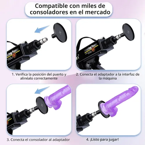 Vista 5 de Máquina sexual con ventosa, máquina de amor con consolador realista Negro