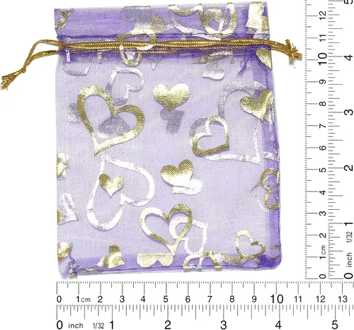 Vista 2 de AnsonsImages 100 bolsas de organza de oro morado con cordón, bolsas de regalo de joyería, jabones de baño, esmalte de uñas, organizador de popurrí