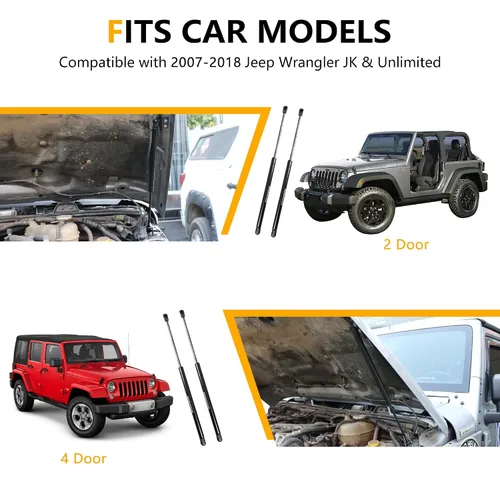 Vista 3 de Kit de asistencia de soporte de elevación de puntales de capó RERPRO compatible con Jeep Wrangler JK Unlimited 2/4 puertas 2007-2018 Accesorios