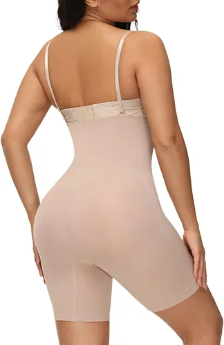 Vista 4 de Fajas moldeadoras con control de abdomen para mujer, sin costuras, faja colombiana, adelgazante, busto abierto, medio muslo, moldeador de cuerpo