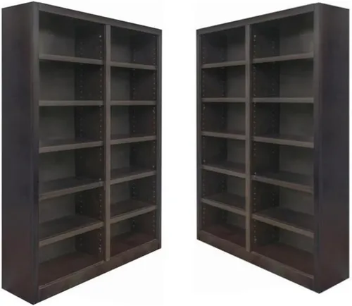 Vista 7 de Home Square Estantería alta de madera maciza de 84 pulgadas de ancho doble de 12 estantes, juego de 2, color espresso