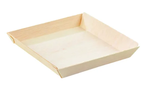 Vista 13 de PacknWood Bandeja cuadrada de madera samurái Plato de madera biodegradable para servir Bandeja Charcaturie Bandeja decorativa para sala