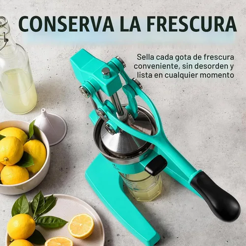 Vista 7 de Zulay Kitchen Exprimidor de hierro fundido, exprimidor de naranja resistente con coladores desmontables para una fácil limpieza, prensa de cítricos