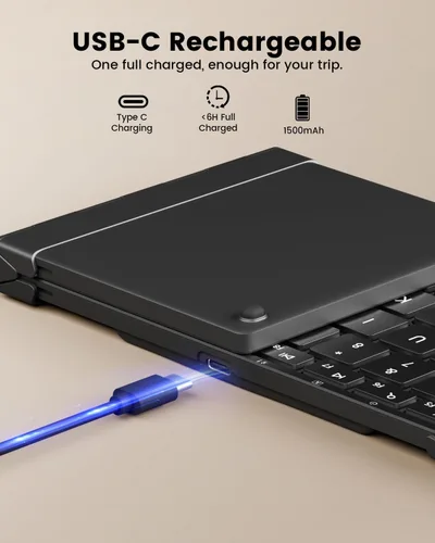 Vista 6 de ProtoArc XK01 Plus Teclado plegable retroiluminado, 105 teclas de tamaño Negro