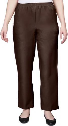 Vista 11 de Alfred Dunner Pantalones de poliéster con cintura elástica en todo el contorno talla petite - Estilo sin cremallera Negro