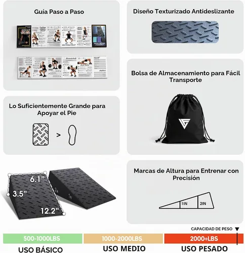 Vista 2 de Bloque de Cuña de Sentadillas Folaps para Elevación del Talón, Pesos de Sentadillas, Estirador de Pantorrillas, Tabla Inclinada para Equilibrio