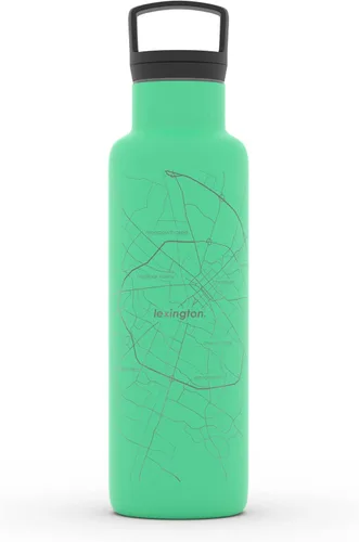 Vista 54 de Well Told Botella de agua aislada con mapa de Washington DC grabado, botella de acero inoxidable grabada (21 onzas, blanco) botella aislada de mapa
