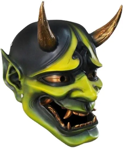 Vista 9 de Máscara japonesa de Prajna Noh Kabuki Halloween Cosplay máscara de diablo Hannya Oni Samurai máscara de resina