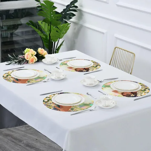 Vista 7 de Beauty Anime Sexy Girl Lying Round Reversible placemats Plate placemat Toddler Set of 4 15x15 in individuales