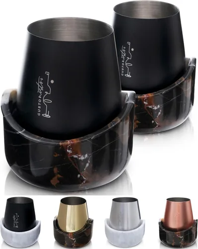 Vista 14 de Gusto Nostro Cubo enfriador de vino de mármol, enfriador de botellas de vino de 25.4 fl oz y enfriador de champán para fiesta, cocina, decoración