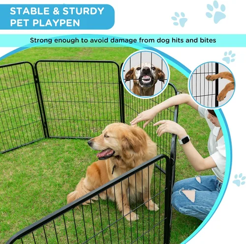 Vista 6 de BestPet Extensión de corral para perros 32 pulgadas, 2 paneles Corral resistente para mascotas con ejercicio de metal Paneles de cerca