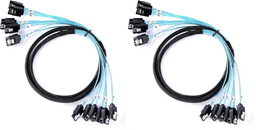 Vista 8 de ADCAUDX Cable SATA-III: 1.6 ft, 4 unidades/juego delgado SATA 6Gbps HDD SSD cable de datos incluido reemplazo para servidor Bitcoin computadora SSD