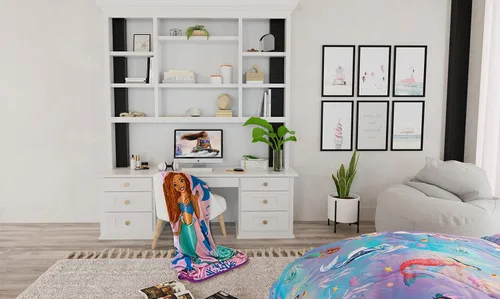Vista 3 de Disney Princess Ariel La Sirenita - Ropa de cama para niños, de película de acción en vivo, súper suave, manta de microfibra de felpa, 46 x 60