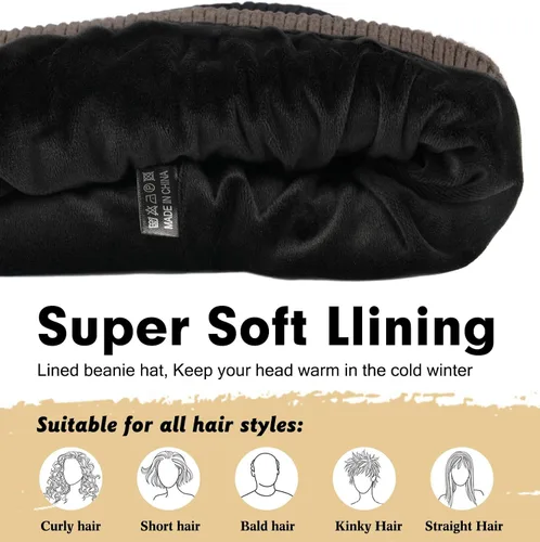 Vista 3 de Wmcaps Gorro de invierno para hombres y mujeres, gorro de punto suave y cálido con forro polar
