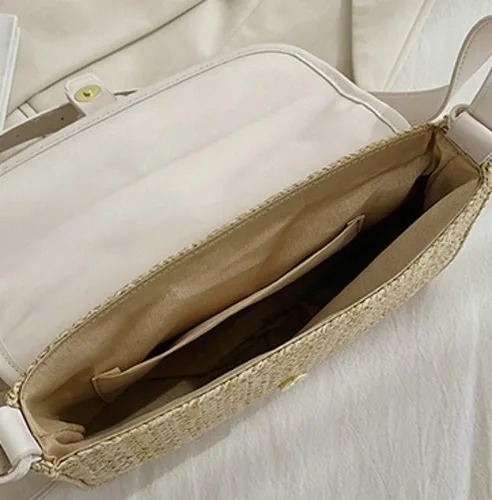 Vista 4 de Bolsos cruzados de verano para mujer, bolso básico de paja para playa, bolso de mano para mujer, bolso de mano para mujer, bolso de hombro