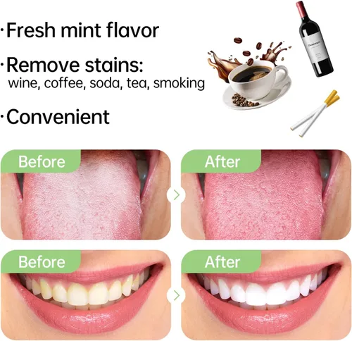 Vista 5 de Tongueclear Toallitas dentales para adultos, 60 piezas, cepillos orales para limpieza dental, toallitas de limpieza profunda, limpieza de encías