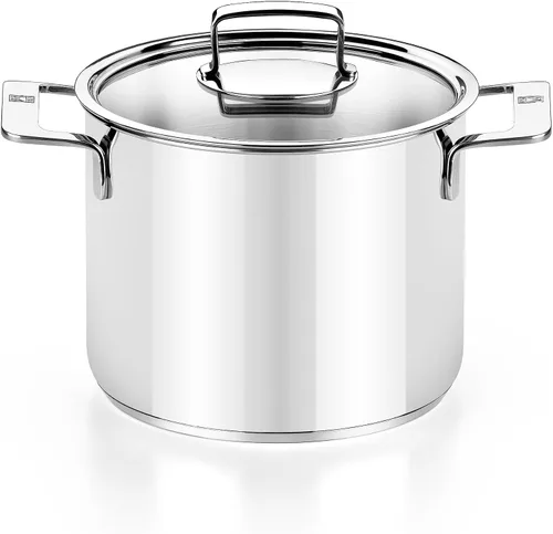 Vista 9 de BRA COOKWARE Signature Olla de acero inoxidable con tapa de vidrio Cacerola profesional de 1.2 cuartos de galón de 6.3 pulgadas Olla