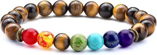 Vista 11 de Men Women 8mm Lava Rock 7 Chakra Beads Chakra Bracelet Chakra A-Lava