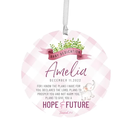 Vista 9 de LifeSong Milestones Ideas de adornos colgantes redondos personalizados para dedicación para bebés, para celebrar los preciosos momentos de la vida