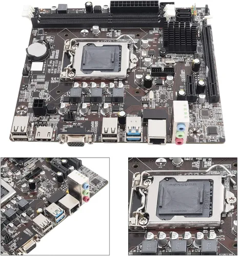 Vista 8 de Placa base para computadora de escritorio, placa base LGA 1155 USB3.0 SATA para B75, totalmente compatible con memoria de escritorio DDR3