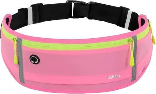 Vista 13 de USHAKE Cinturón delgado para correr, riñonera de entrenamiento para hombres y mujeres, paquete de cintura de ejercicio para soporte de iPhone