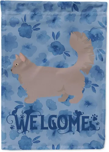 Vista 195 de Caroline's Treasures CK4813CHF - Bandera de bienvenida con gato abisinio azul, manga grande, para porche, para colgar en la pared, poliéster