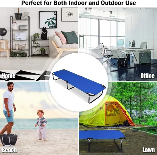 Vista 6 de GOFLAME Catre plegable para acampar, cama plegable portátil, capacidad de peso de hasta 300 libras, catres de camping para uso en interiores