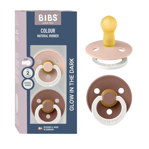 Vista 99 de BIBS - Paquete de 2 chupetes para bebés, goma natural libre de bisfenol A, hechos en Dinamarca, colección Colour, para bebés de 18+ meses, azul bebé