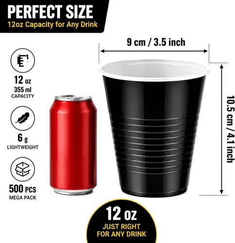 Vista 2 de Suclain Paquete de 500 vasos desechables de plástico de 12 onzas resistentes para fiestas, cumpleaños, bodas, cervezas, bebidas, servir aperitivos