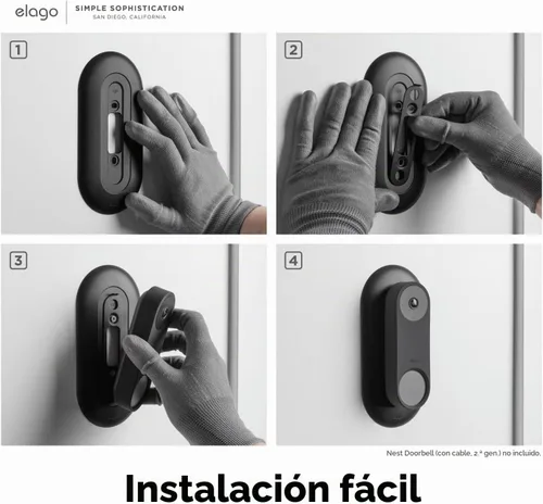Vista 6 de elago Soporte para placa de pared para timbre de puerta Google Nest Hello Negro