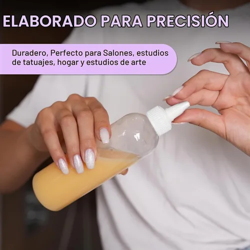 Vista 6 de BRIGHTFROM Botellas aplicadoras con tapa giratoria, plástico transparente de 8 onzas sin BPA, vacías, exprimidas, recargables, boquilla