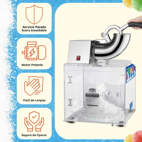 Vista 5 de Máquina de conos de nieve Polar Blast - Fabricante de hielo triturado acrílico, tritura hasta 500 libras de hielo por hora para fiestas, eventos