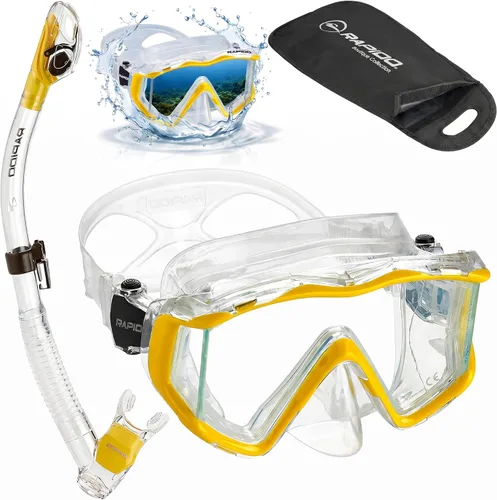 Vista 10 de Phantom Aquatics Rapido Clareza Máscara de Tres Lentes y Snorkel Combo