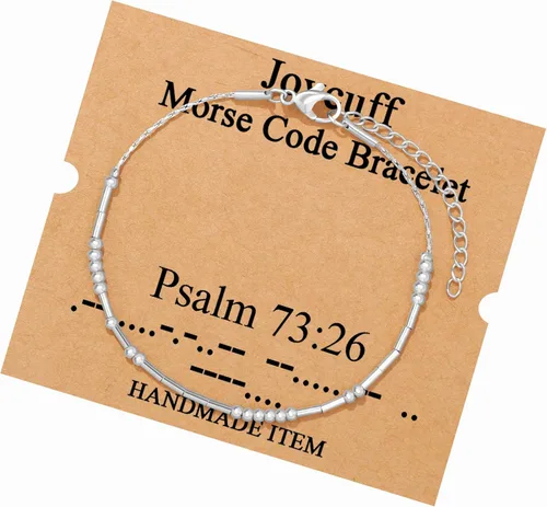 Vista 148 de JoycuFF Pulseras inspiradoras de código morse para mujeres, cuentas de plata, joyería con mantra de motivación, regalos para ella