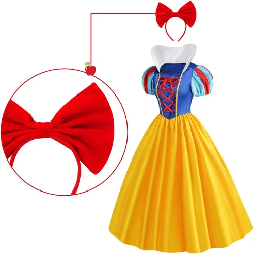 Vista 3 de Disfraz de princesa para mujer, vestido de princesa para adultos con diadema, disfraz de Halloween